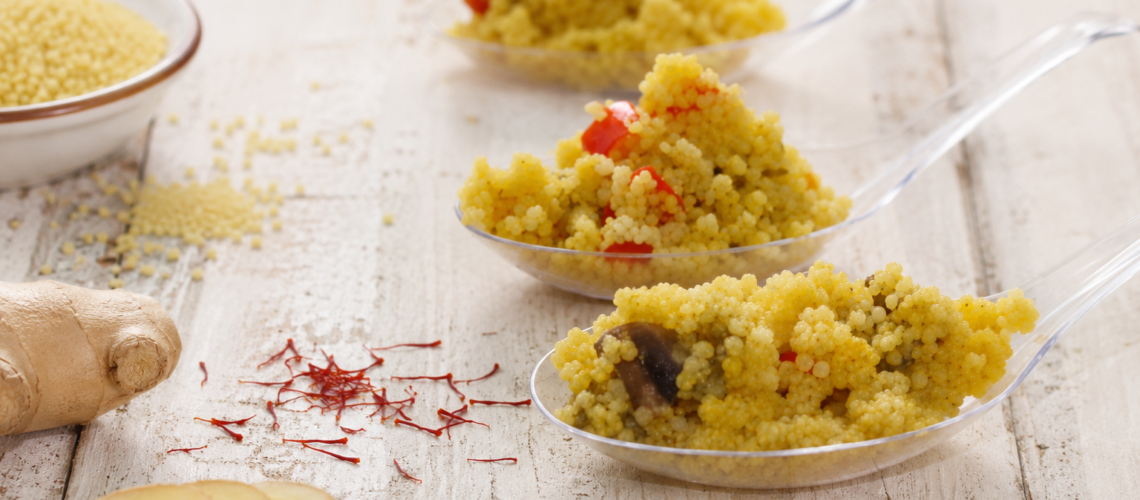 Cous cous freddo con verdure allo zafferano e ginger