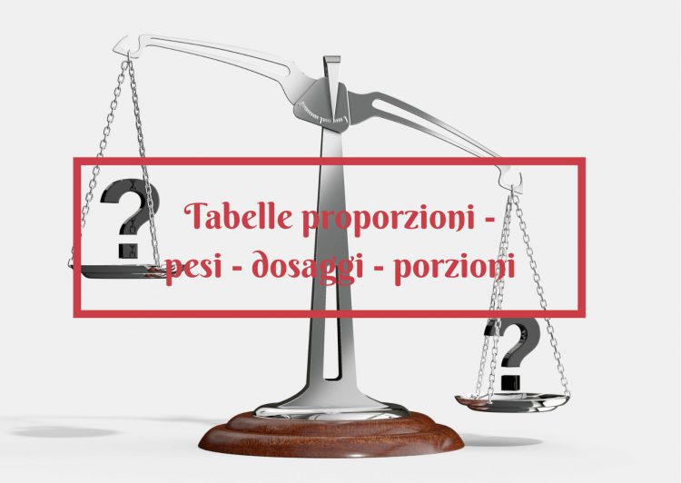 Tabelle proporzioni - pesi - dosaggi - porzioni