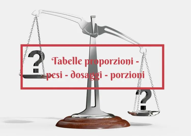 Tabelle proporzioni - pesi - dosaggi - porzioni