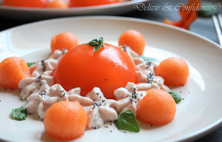 Aspic di melone con chantilly di prosciutto 