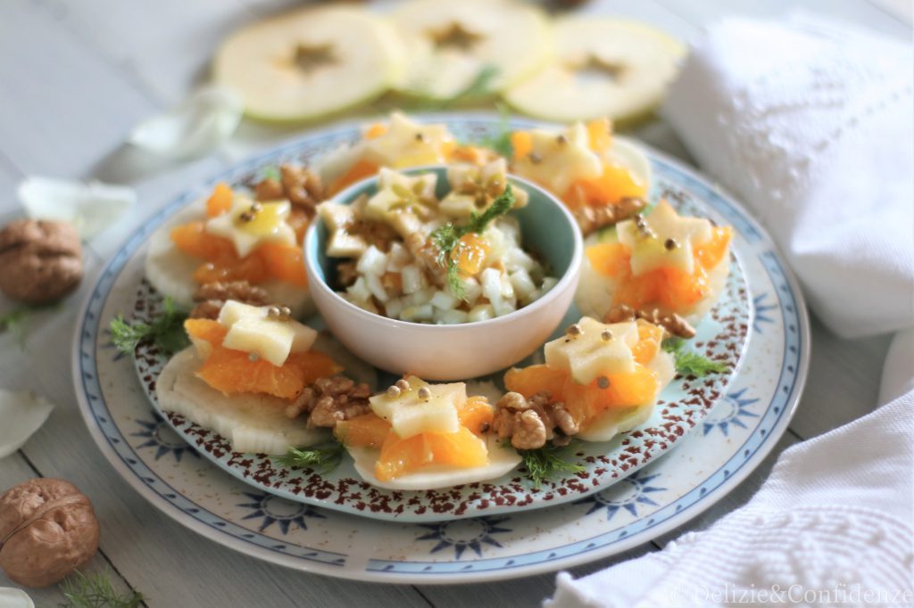 Insalata di finocchi, arance e mele con aceto balsamico e miele