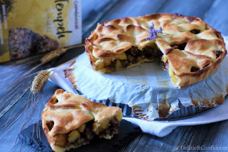 Crostata di patate, tempeh di fagioli e noci
