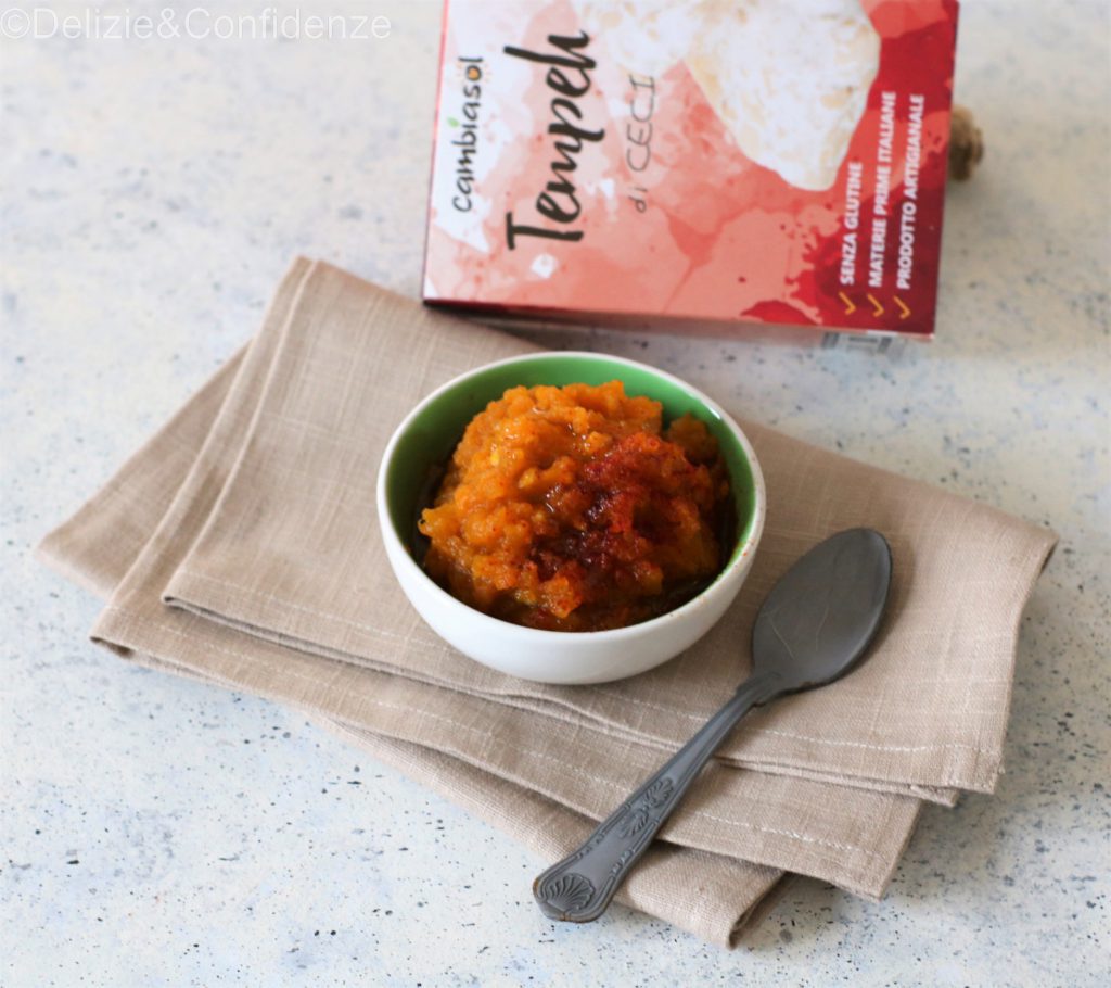 Crema di zucca e tempeh di ceci