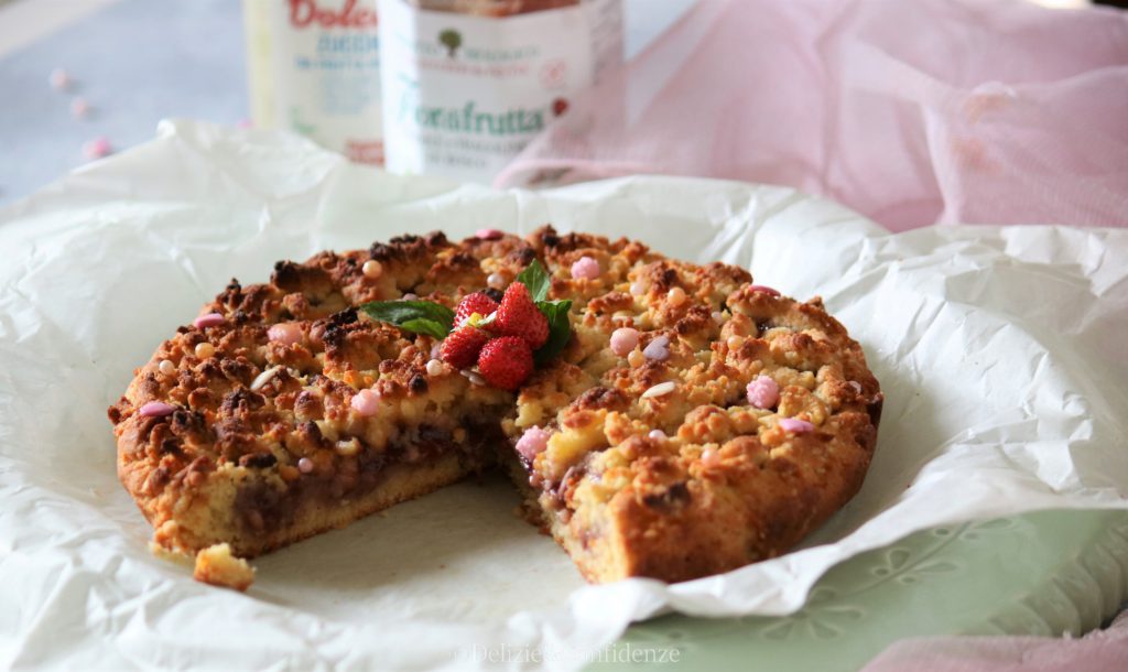 Sbriciolata Fiordifrutta fragole e fragoline di bosco (senza latte e burro, con solo zucchero della frutta)