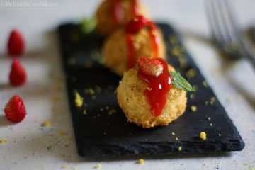 Polpette di merluzzo con salsa di fragoline di bosco e limone