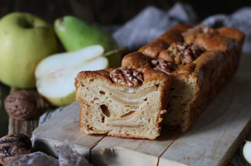 Plumcake pere, mele e noci