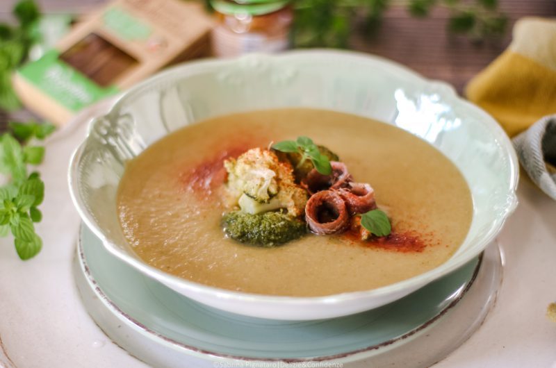 Crema di patate e broccoli con alici
