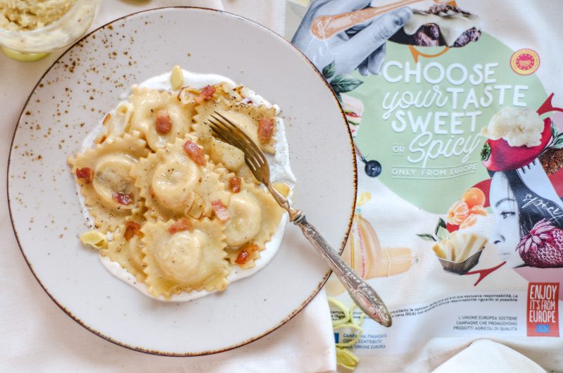 Ravioli di patate, porri e Provolone Valpadana D.O.P.