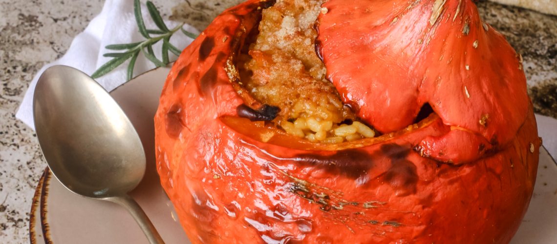 Zucca Hokkaido ripiena di riso