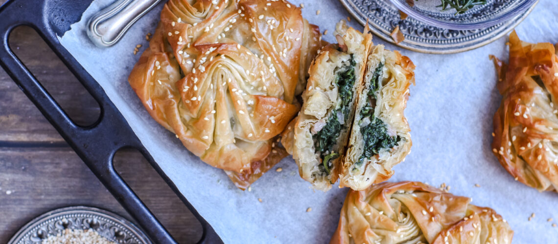 Fagottini pasta fillo e agretti