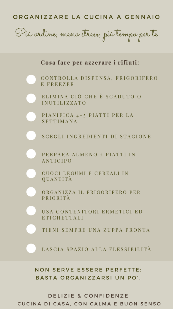 checklist gratuita per organizzare la cucina a gennaio