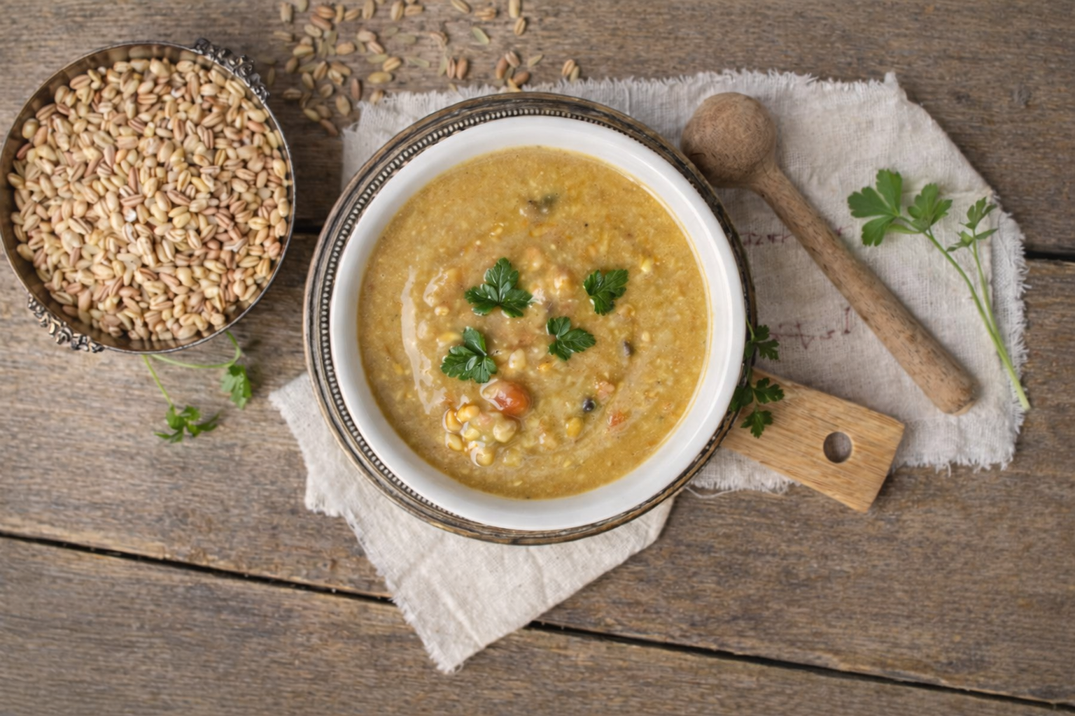 Zuppa ai 5 cereali con lenticchie e curry