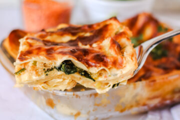 Lasagnetta con crema di lenticchie e spinaci