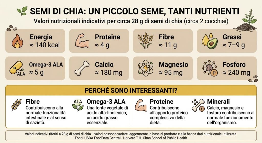 Infografica sui valori nutrizionali dei semi di chia