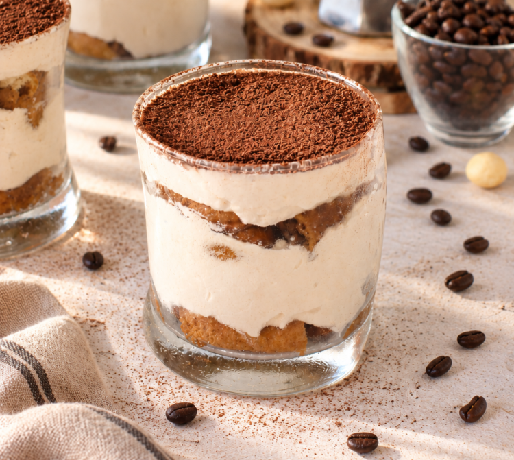 Tiramisù senza mascarpone, con crema di macadamia